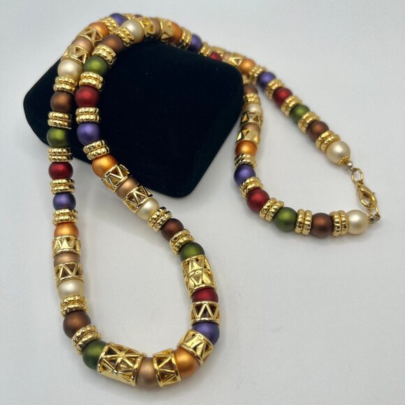 Schiavon Venezia Italy Multi Color Glass Bead Necklace